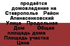 продаётся домовладение на Ставрополье › Район ­ Апанасенковский › Улица ­ Продольная › Дом ­ 7 › Общая площадь дома ­ 110 › Площадь участка ­ 200 › Цена ­ 950 000 - Камчатский край, Петропавловск-Камчатский г. Недвижимость » Дома, коттеджи, дачи продажа   . Камчатский край,Петропавловск-Камчатский г.